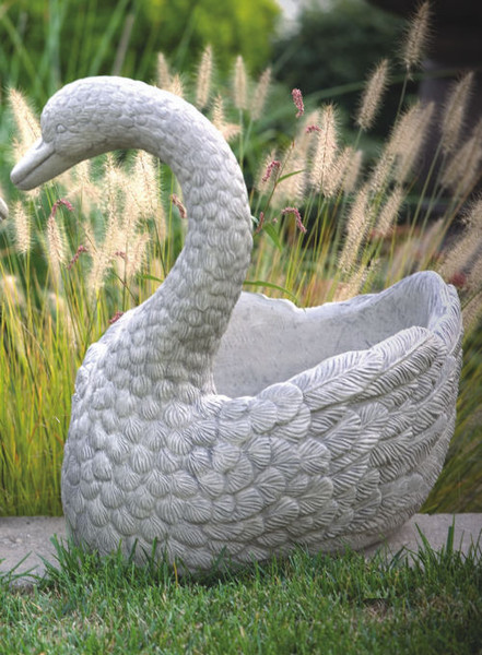 Heart Swan Garden Planter Right Statuary Cement Lawn Artwork